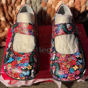 Alegria Sugar Skulls Paloma Mary Jane Dia de los Muertos Nursing Medical shoes